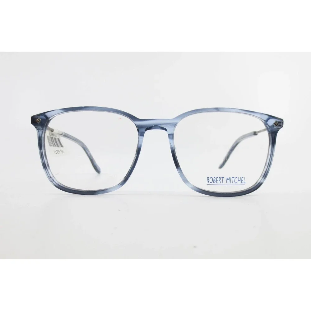 Robert Mitchel RM 20213 Blue Marble Square Eyeglasses Frames 56-18-145 NEW